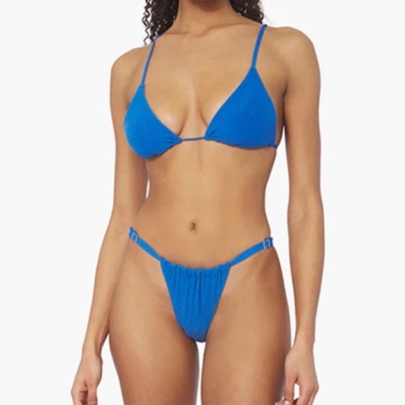 We Wore What Cooper Bikini top in Towel Terry Blue - Picture 2 of 2